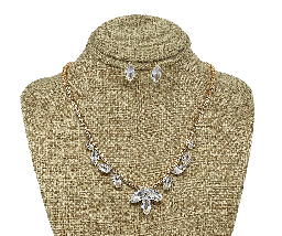 [67670] Set de collar y aretes dorado de brillantito