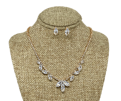 [67670] Set de collar y aretes dorado de brillantito