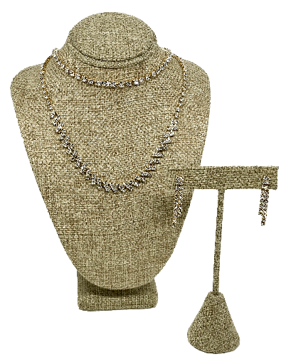 [67676] Set de 2 collares y aretes dorado con brillantito