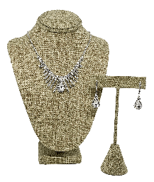 [67678] Set de collar y aretes plateado con brillantito