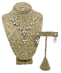 [67680] Set de collar y aretes plateado de brillantito con perla