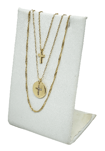 [67685] Cadena de 3 hilos dorada con cruces x 45 cm L.