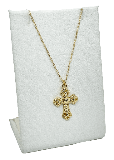 Cadena dorada de metal con cruz