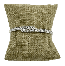 [67721] Pulsera de aro plateada de metal con brillantitos
