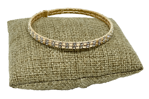 [67722] Pulsera aro dorado de metal con brillantitos