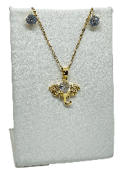Set de collar y aretes de acero con brillantitos