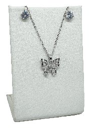 [67738] Set de collar y aretes plateados de rodio con brillantitos