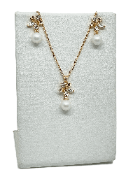 [67780] Set de collar y arete dorado de rodio