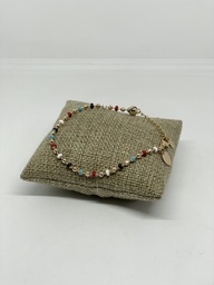 [67825] Pulsera dorada de rodio y piedras multicolor