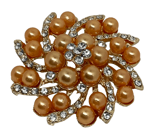 Prendedor de metal con perla y brillantito