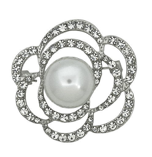 Prendedor de metal con perla y brillantito