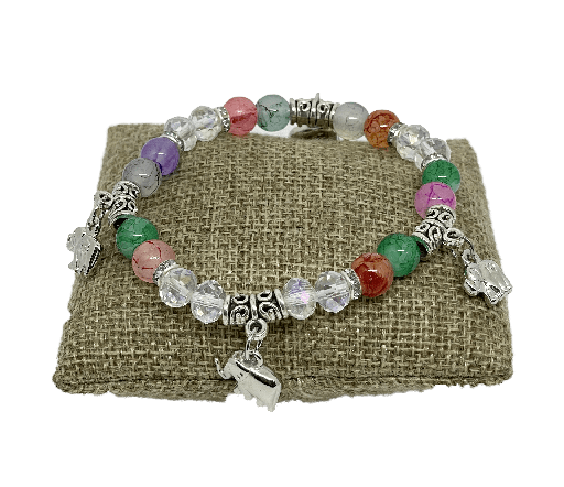 Pulsera con piedras y dijes de elefantes
