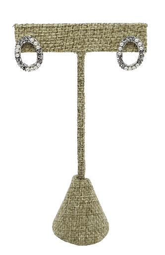 Aretes de metal con perla y brillantito