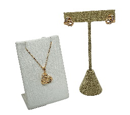 [68130] Set de collar y aretes dorados de rodio con brillantitos
