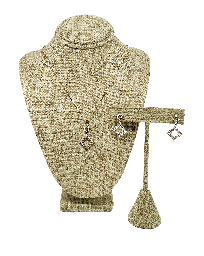 [68134] Set de collar y aretes plateados de rodio con brillantitos