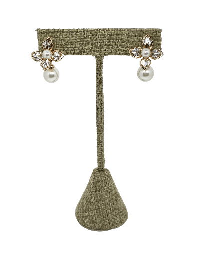 [68145] Aretes dorados de rodio con perlas