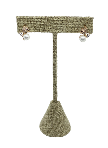 [68159] Aretes dorados de rodio con perla y brillantitos