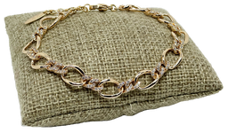 [68167] Pulsera dorada de rodio con brillantitos