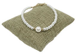 [68168] Pulsera blanca con dorada de rodio con perlas