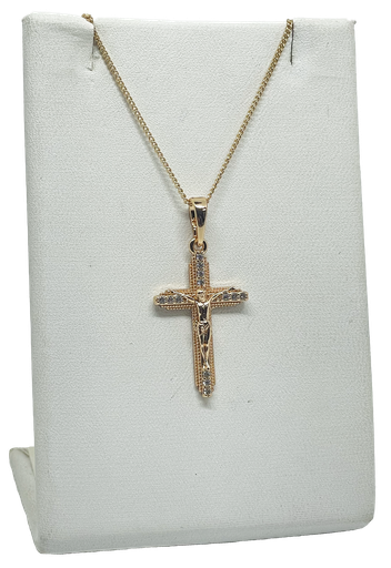 [68169] Cadena dorada de rodio con crucifijo