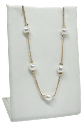 [68170] Cadena dorada con blanco de rodio y perlas
