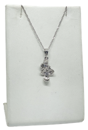 [68174] Cadena plateada de rodio con flores