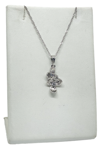 [68174] Cadena plateada de rodio con flores