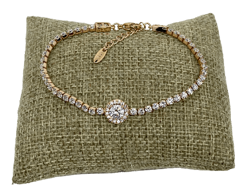 [68225] Pulsera dorada de rodio con brillantito