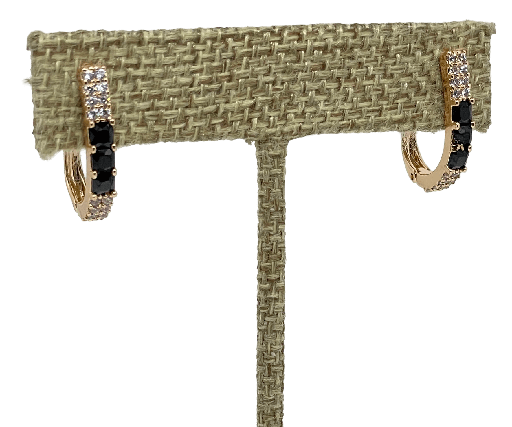 [68235] Arete dorado de rodio con piedra negra