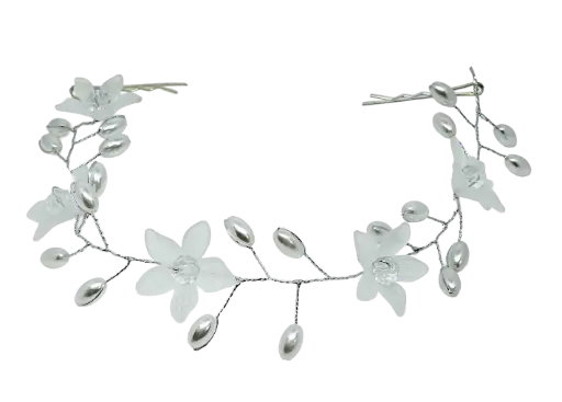 [68431] Enredadera blanca de plástico con flores