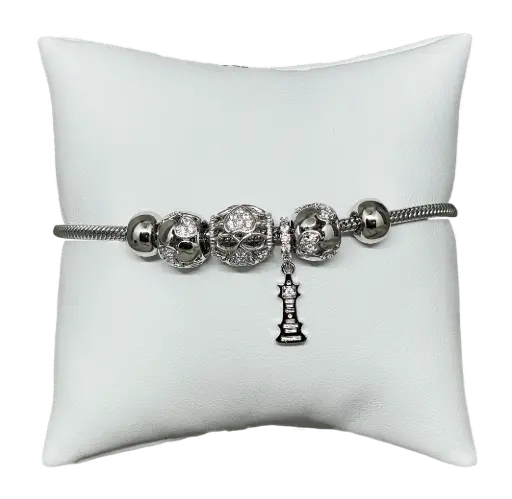 [68608] Pulsera plateada de rodio con billantito