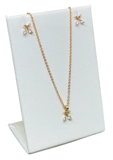 [68623] Set de collar y aretes de rodio con brillantito