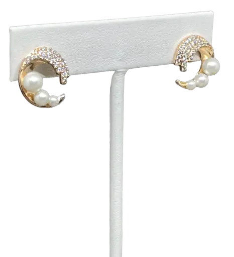 [68645] Aretes dorados de rodio con perla 