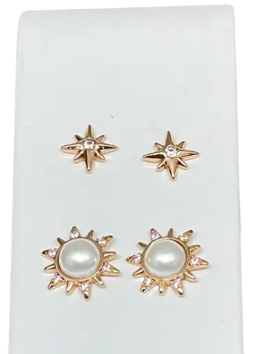 [68650] Set de aretes dorados de rodio 