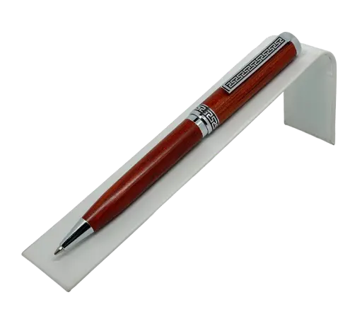 [68749] Lapicero café de madera con plateado