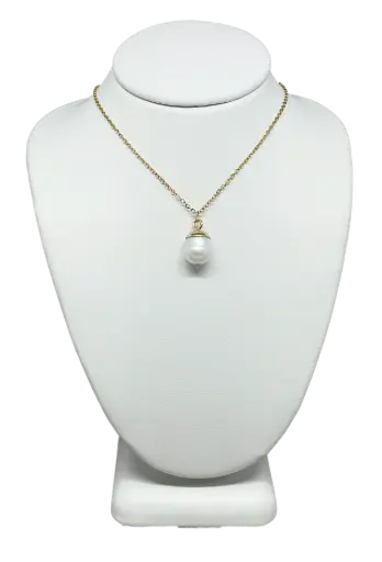 [68794] Collar dorado de acero inoxidable con perla
