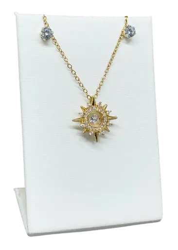 [68797] Set de collar y aretes dorado de acero inoxidable