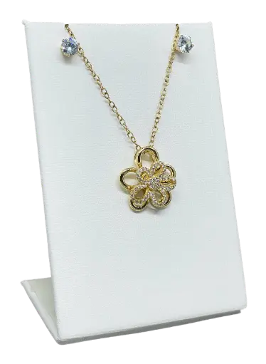 [68798] Set de collar y aretes dorado de acero inoxidable