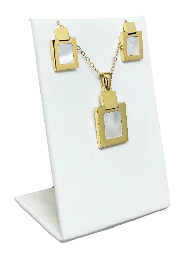 [68800] Set de collar y aretes dorado de acero inoxidable