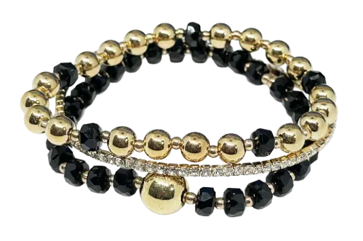 [68834] Set de pulseras dorado y negro