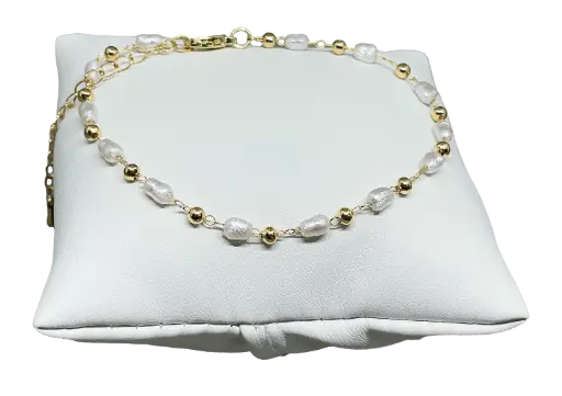 [68835] Pulsera dorada con perla