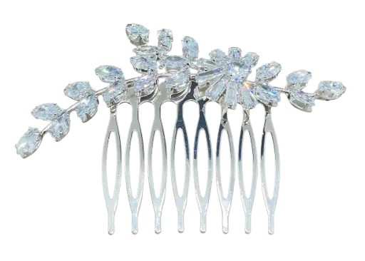 [68874] Peineta plateada con brillantito