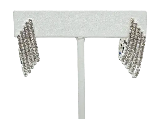 [68885] Aretes plateados con brillantitos