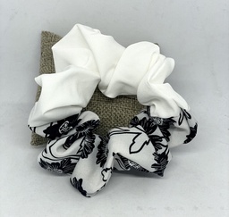 [51941] Cola de tela blanco y negro - Scrunchie