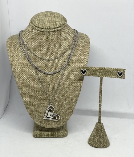 [53476] Juego de collar y aretes en plateado