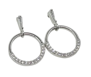 Aretes plateados con brillantitos 2x1.5cm