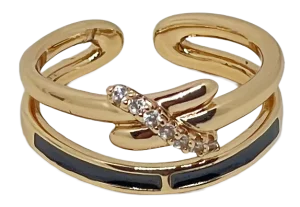 Anillo dorado de rodio con brillantitos