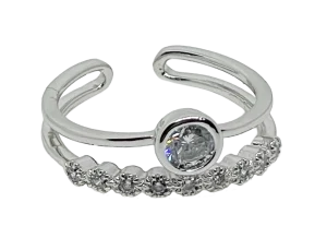 Anillo plateado de rodio