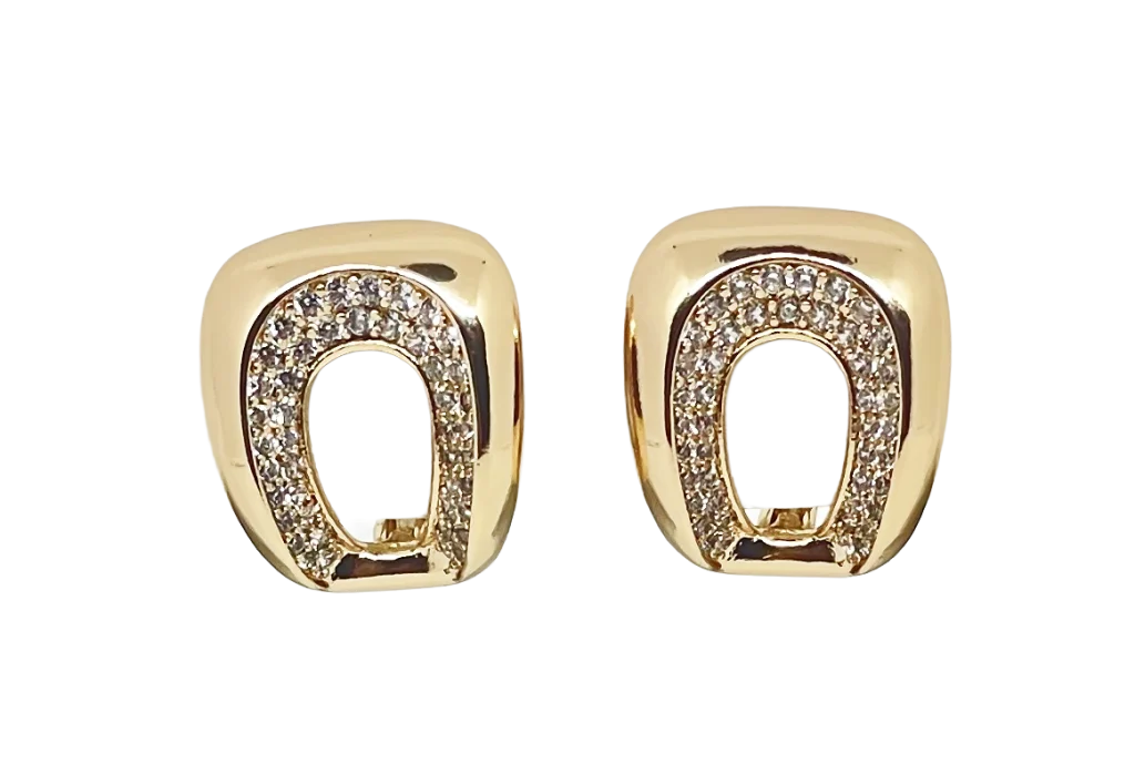 Arete dorado de rodio con brillantito