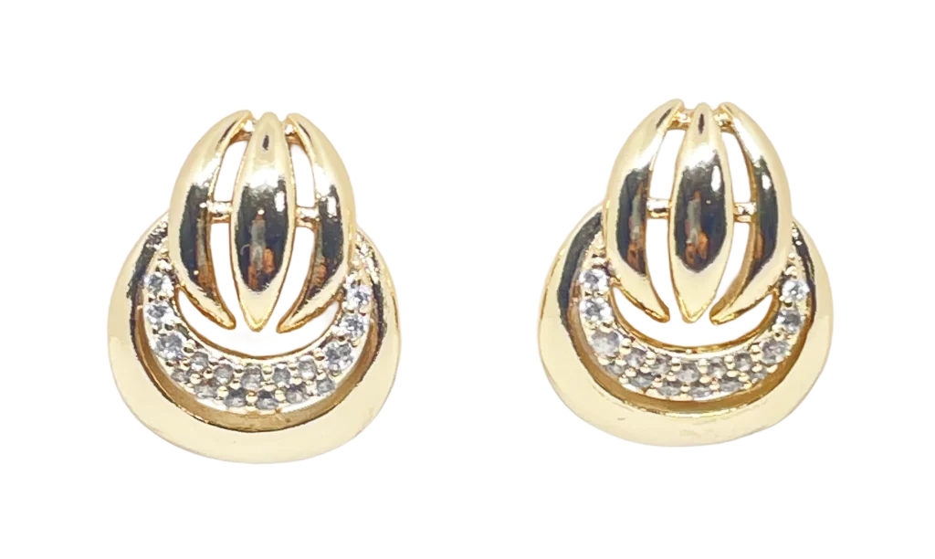 Arete dorado de rodio con brillantito